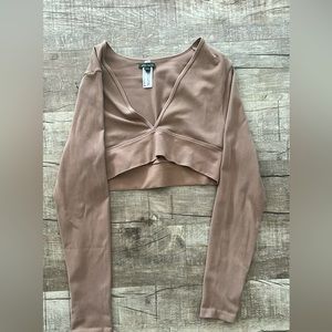 Wild Fable - Brown, Cropped Long Sleeve Cropped